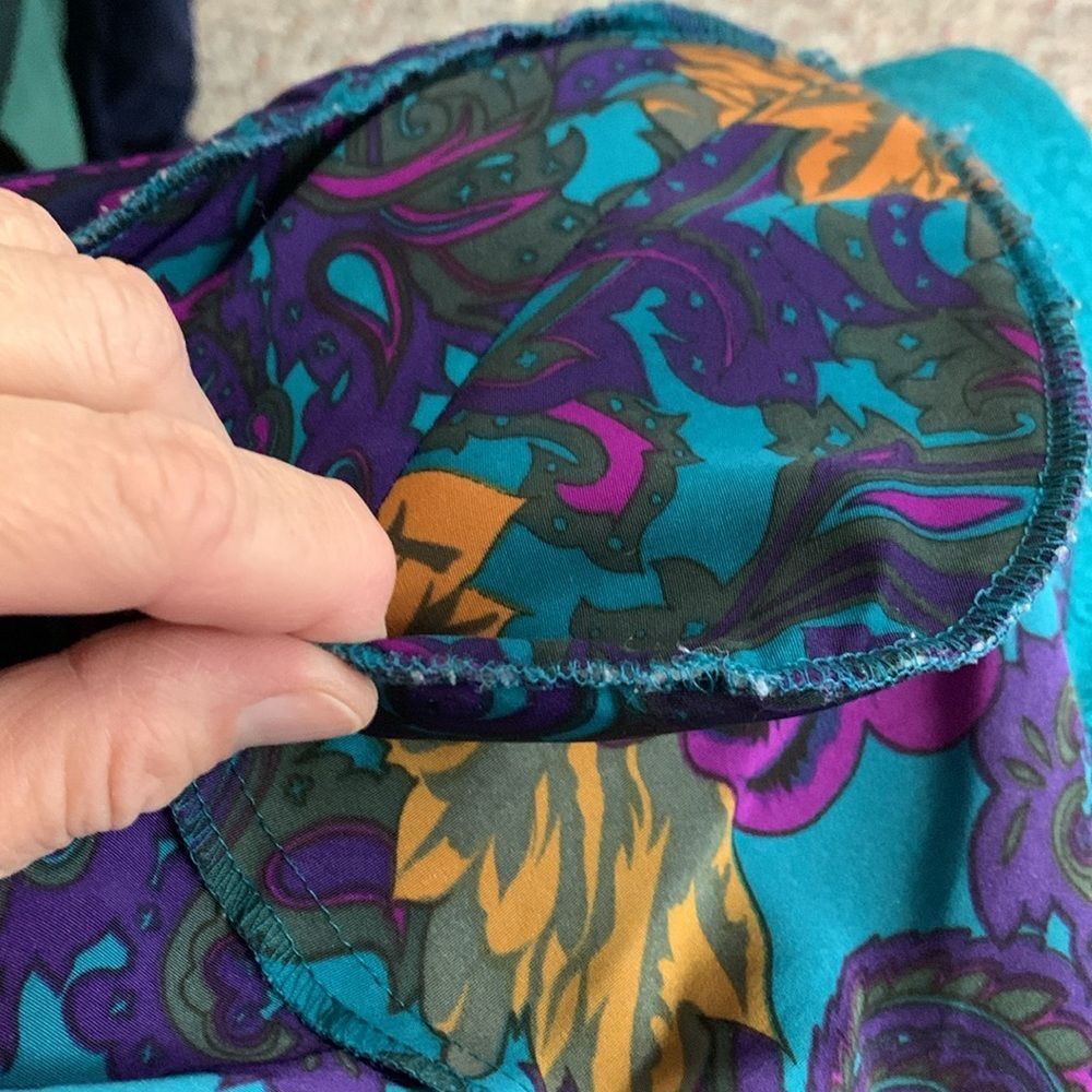 Vintage 80s Victoria’s Secret Turquoise Floral Paisley Satin Long Robe Size L - Picture 13 of 16